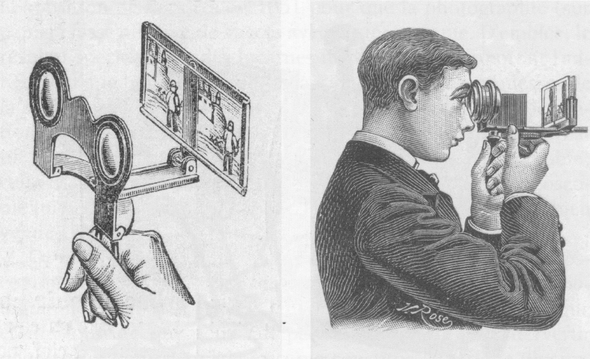 Betrachtung einer Stereofotografie durch ein Stereoskop; veröffentlicht in: Frizot, Michel. L’Homme Photographique. Une Anthologie. Paris: Hazan, 2018, S. 182