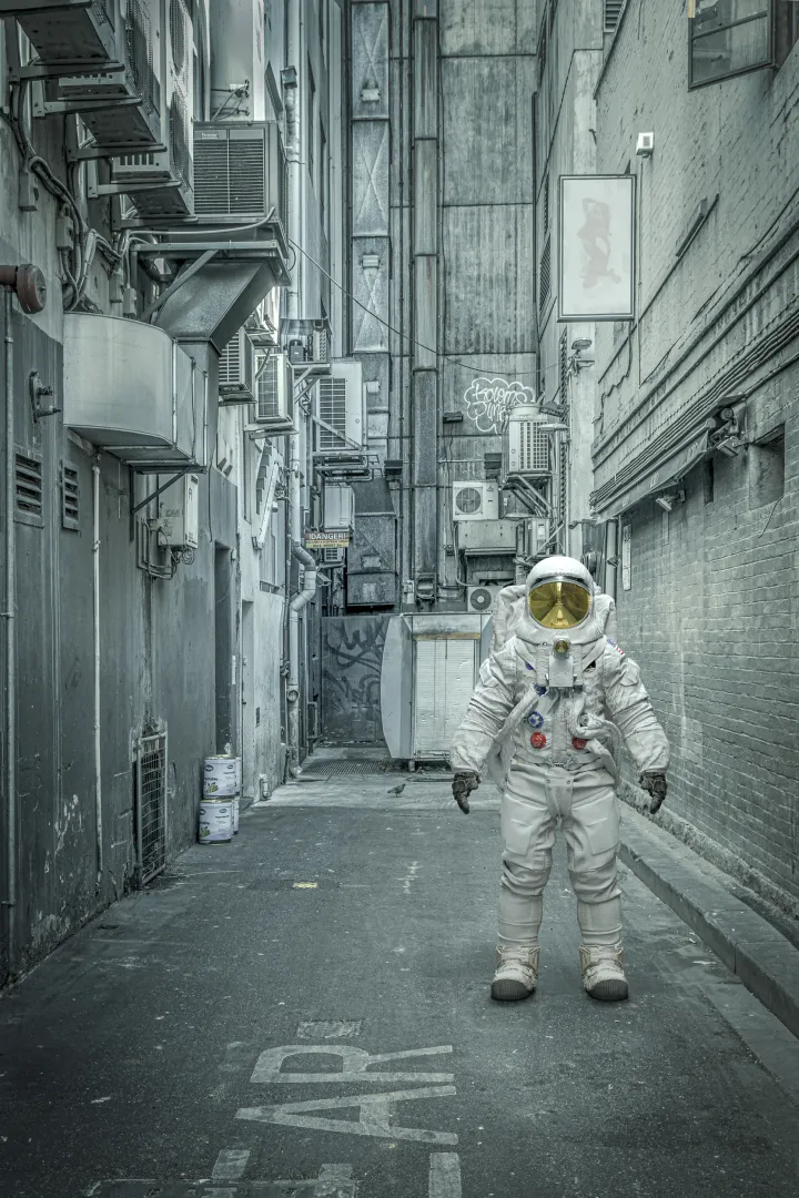 Astronaut, Brisbane, Australien 2018, CGI-Backplane Astronaut, Brisbane, Australien 2018, CGI-Backplane