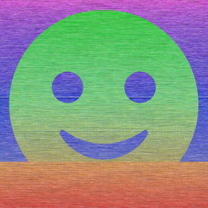 Adrian Sauer, 16.777.216 Farben in unterschiedlichen Anordnungen – Grüner Smiley, Farbton, 100 cm x 100 cm, Digitaler C-Print, 2023 Adrian Sauer, 16.777.216 Farben in unterschiedlichen Anordnungen – Grüner Smiley, Farbton, 100 cm x 100 cm, Digitaler C-Print, 2023