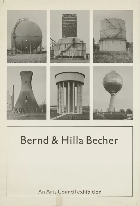 Abb. Bernd & Hilla Becher, An Arts Council exhibition, Poster zur Ausstellung, Offsetdruck, 1974, © Estate Bernd & Hilla Becher, vertreten durch Max Becher