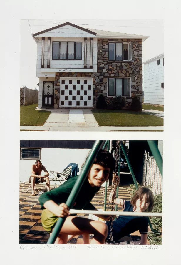 House with Greek Columns... / Family at Leisure, 1978 & 1969 © Dan Graham