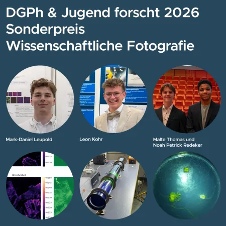 Jugend forscht 2026. Sonderpreis der DGPh "Wissenschaftliche Fotografie", Mark-Daniel Leupold, Leon Kohr, Malte Thomas und Noah Petrick Redeker