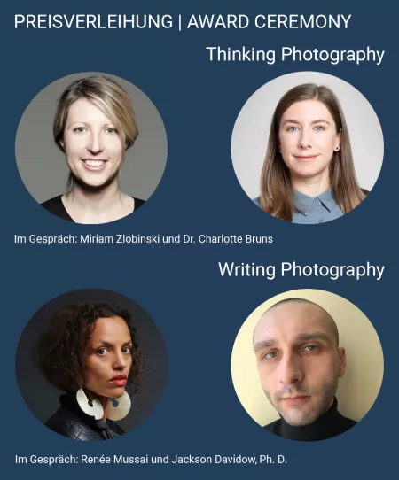 v.l.n.r., Miriam Zlobinski, © Jens Poser; Dr. Charlotte Bruns; Renée Mussai, © Christa Holka, 2022; Jackson Davidow (Selbstporträt)