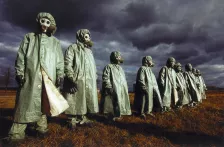 Atomic biological and chemical warfare drill at he Kantemirov elite tank division near Moscow in 1989.