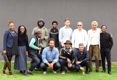 Während der Eröffnung von Recent Histories in Neu-Ulm, 2017. Lebohang Kganye, Mimi Cherono Ng'ok, Em’kal Eyongakpa, Sabelo Mlangeni, Simon Gush, Artur Walther, Mame-Diarra Niang, Dawit L. Petros, Andrew Esiebo, François-Xavier Gbré, Michael Tsegaye, Edson Chagas (v.l.n.r.) © Lorenza Kaib & Helena Grebe - 72 dpi
